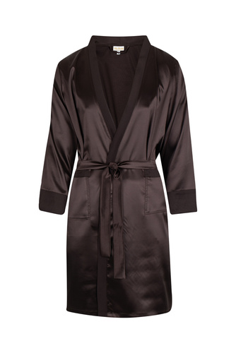 Ares Szlafrok męski satynowy ByShelly - brązowy