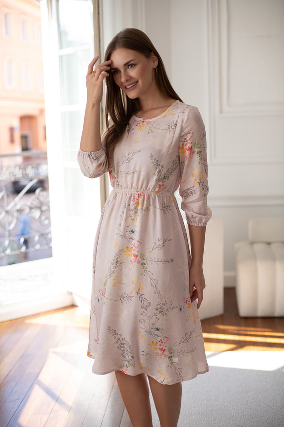 Sukienka ciążowa Milk&Love do karmienia Lovely Dress Midi rękaw 3/4 kolorowe gałązki