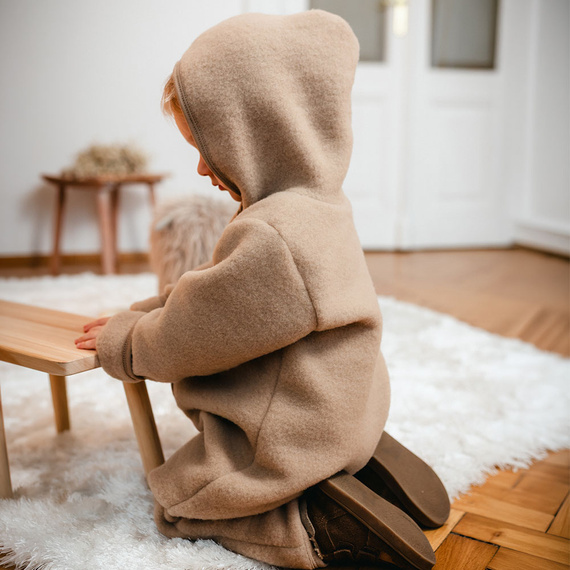 Kombinezon dziecięcy merino Eevi 100% wełna ciepły oddychający- karmelowy