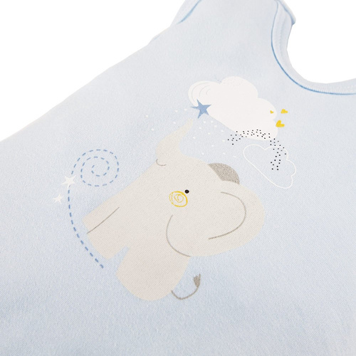 Mellow Śpiochy niemowlęce z nadrukiem Ewa Klucze- niebieski