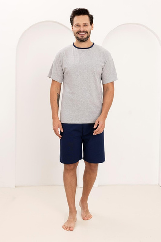 Regina 508 Piżama męska 100% bawełna krótki rękaw szara