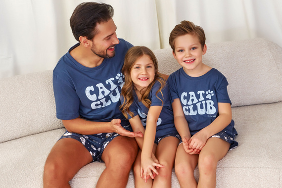 7205 "Cat club" Piżama dziecięca Unisex Doctor Nap - deep blue