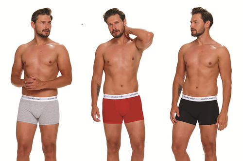 5277 bokserki męskie 3-pak Doctor Nap - black melange red