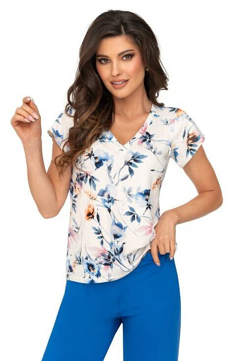 Astrid 3/4 Piżama damska Donna - ecru-cobalt