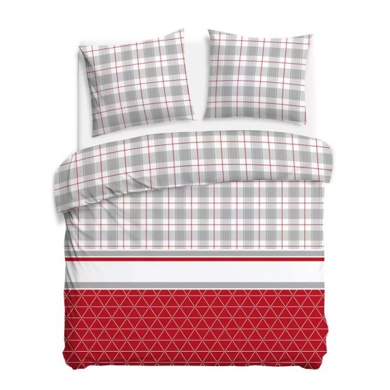Pościel flanelowa Flanelove 31520/2 bawełna 160 g/m² szaro-czerwona kratka