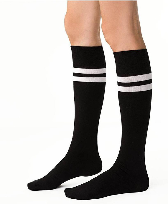 Art.072 Podkolanówki damskie paski Steven czarny 003