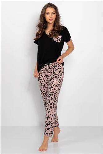 Cathy piżama damska Momenti Per Me black-pink