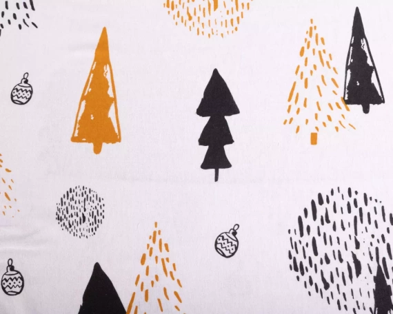 F-87 Pościel flanelowa świąteczna choinki bombki Matex biały
