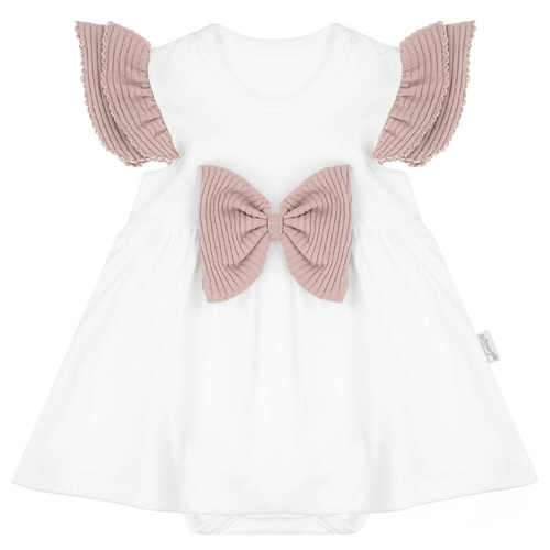 141275 Sukienko-body z krótkim rękawem Nicol - pudrowy