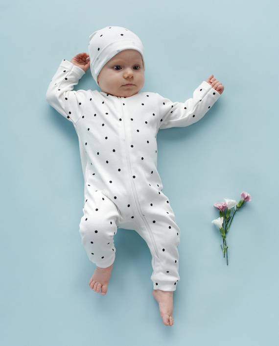 Tres Bien Pajac bez stópek, na zamek Pinokio - ecru groszki