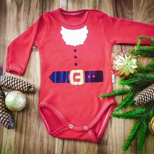 Body długi rękaw "Mały Mikołaj" Moocha czerwony