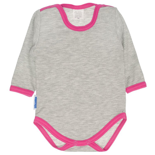 Body szare długi rękaw Martex różowa lamówka