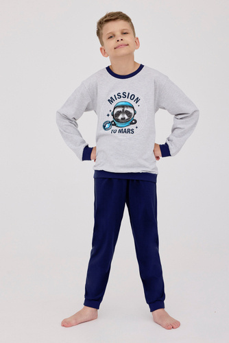 268/166 Mission Piżama chłopięca Cornette szary jasny melanż-granatowy