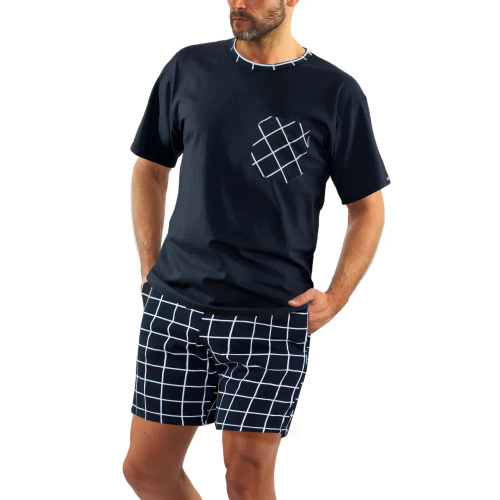 2024/01 Piżama Męska krótki rękaw, spodenki Sesto Senso granatowy