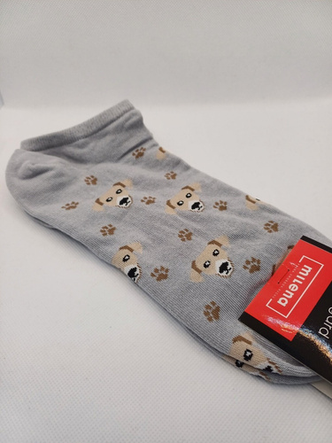 1108-050 Pieski Stopki męskie Milena – wzorzyste i wygodne - szary