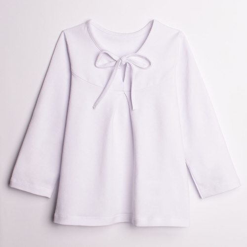 Bluzka dziewczęca Nicol 220139 bawełna dł. rękaw elegancka kokarda biała