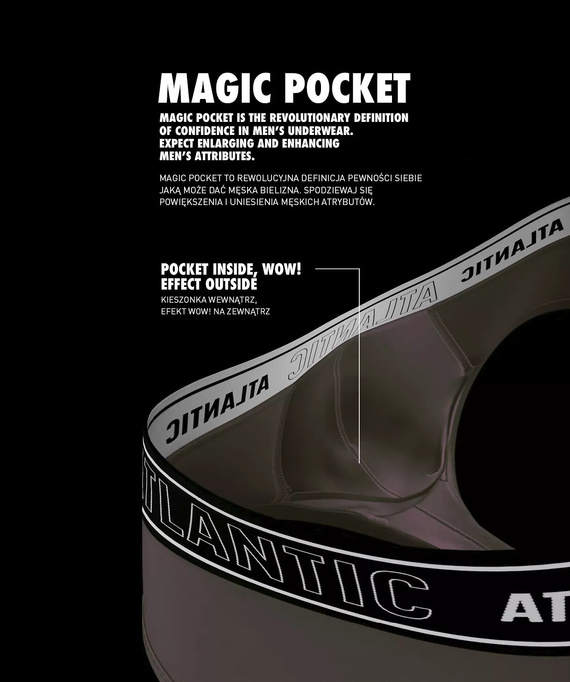 Bokserki męskie Atlantic Magic Pocket 2MH-1200 A2 2-pak zielony-brązowy– push-up bawełna