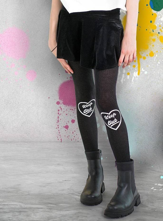 2329 Keep Out Viscos Rajstopy Dziewczęce Knittex nero