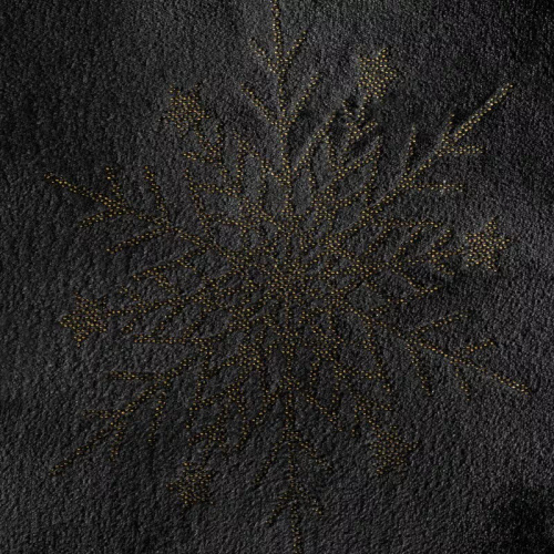Koc świąteczny Eurofirany czarny złoty śnieżynki– miękka narzuta z mikrofibry, 240 g/m²