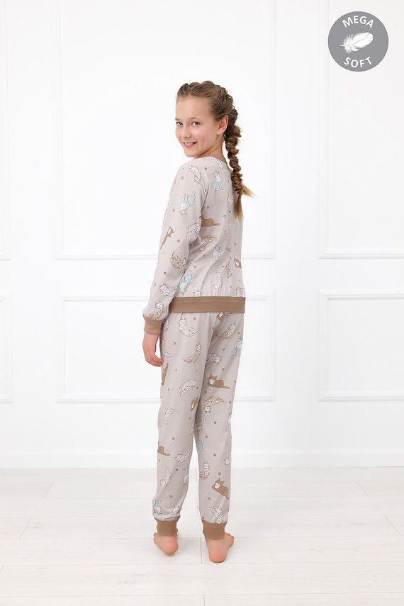 Italian Fashion Filka Piżama dziecięca Mega Soft długa w koty ciepła
