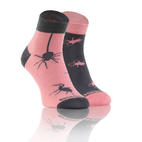Mucha Pająk Skarpety krótkie finest cotton dwie różne Sesto Senso różowy