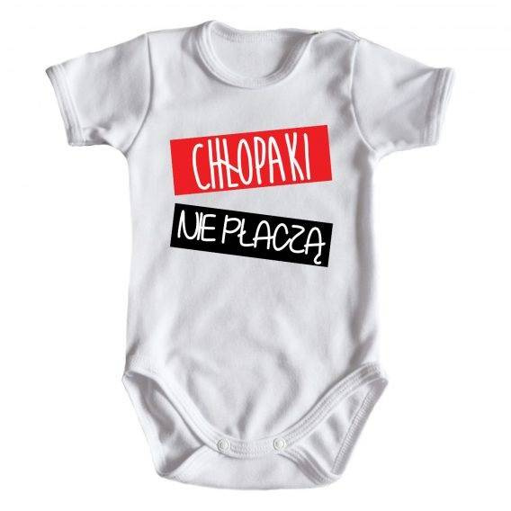 Body krótki rękaw "CHŁOPAKI nie płaczą" Moocha biały