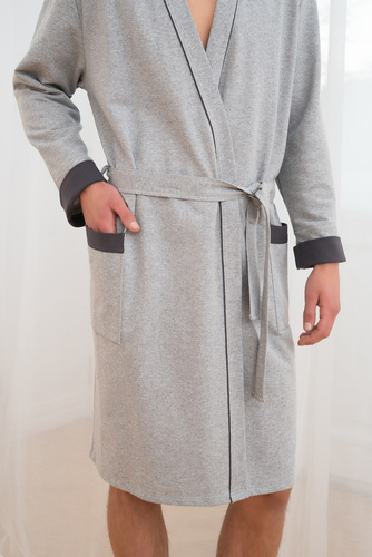 Gabriel Szlafrok męski z kieszeniami Italian Fashion- melanż/grafit