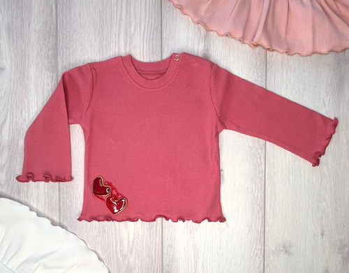 BI004 Bluzka dziewczęca z długim rękawem Mamatti - różowy