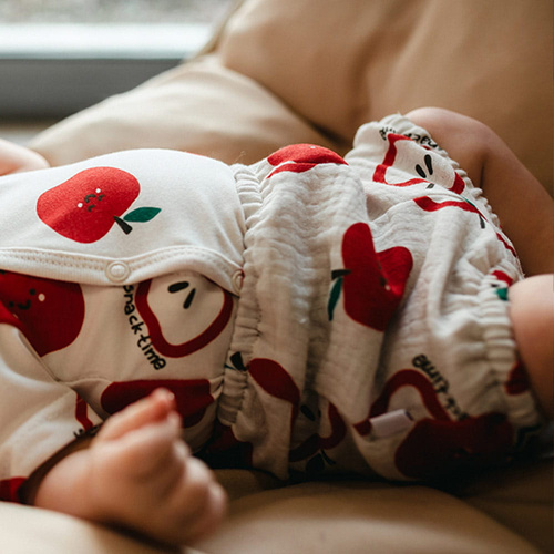 Bloomersy niemowlęce Snack Time Eevi muślin bawełna ecru przewiewne