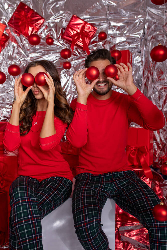 Foggia Piżama Damska długi rękaw, długie spodnie Italian Fashion - czerwony/druk