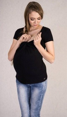 951 Bluzka ciążowa z krótkim rękawkiem MIRACLE- czarna