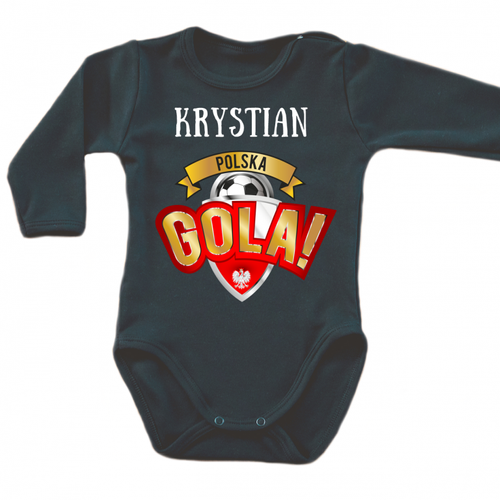 "POLSKA GOLA z imieniem dziecka" Body długi rękaw Moocha czarny