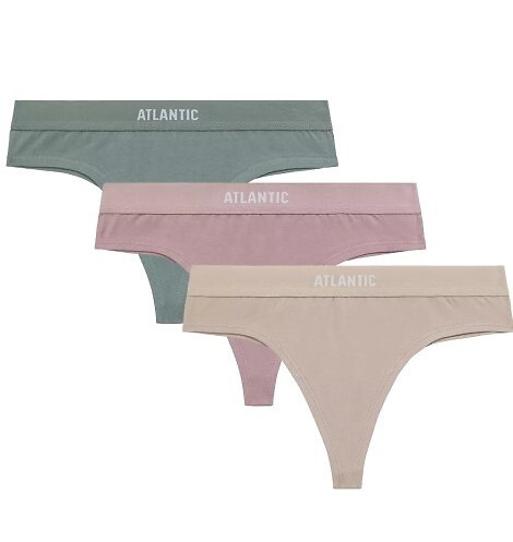 3CLP-013 Thongs Stringi damskie Atlantic - beżowe-rose-zielony
