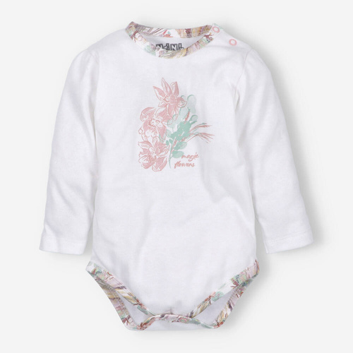 Magic Flowers Body kopertowe z bawełny organicznej Nini - białe 