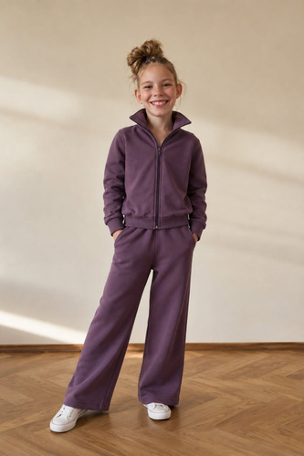 Bambarillo Chill bluza dziecięca ze stójką i kieszeniami śliwka