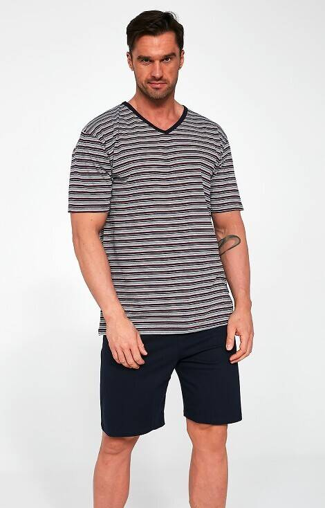 330/41 Piżama męska krótki rękaw, spodenki Cornette szary melanż	