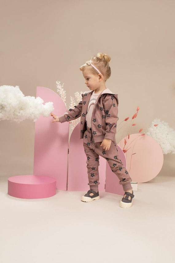 Happiness Bluza na zamek z kapturem Pinokio - ciemny róż/druk