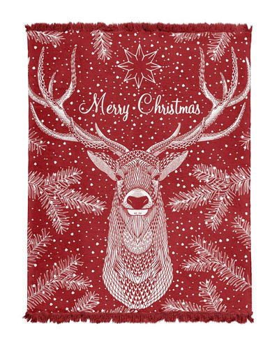 082 JB Koc świąteczny z frędzlami renifer Detexpol czerwony