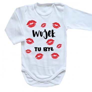 "WUJEK tu był" Body długi rękaw Moocha biały
