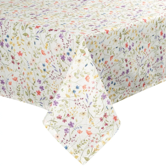 Obrus plamoodporny ANNA Eurofirany biało-fioletowy kwiaty