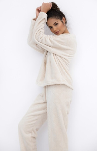 Bridget Piżama damska Homewear Sensis – ciepła, dzianina soft, ecru