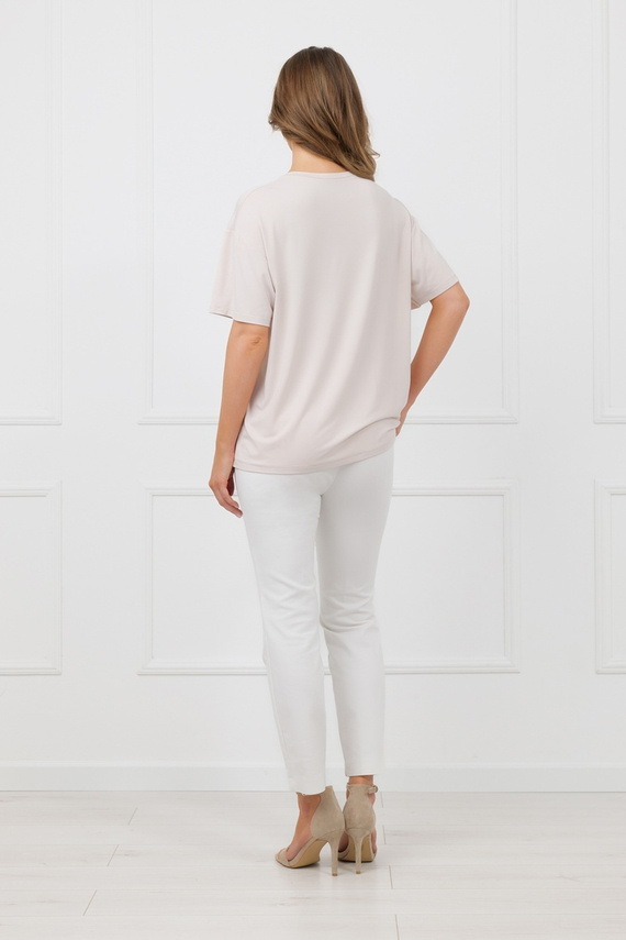 Bluzka damska Rima Italian Fashion 100% bambus krótki rękaw-beżowa