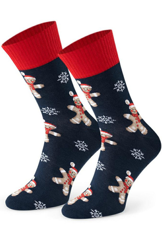 Art.136 Skarpety świąteczne męskie Steven granat 169 – wzory bożonarodzeniowe, bawełna