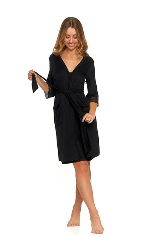 PDSZ4100-003 Szlafrok damski długi Moraj - czarny