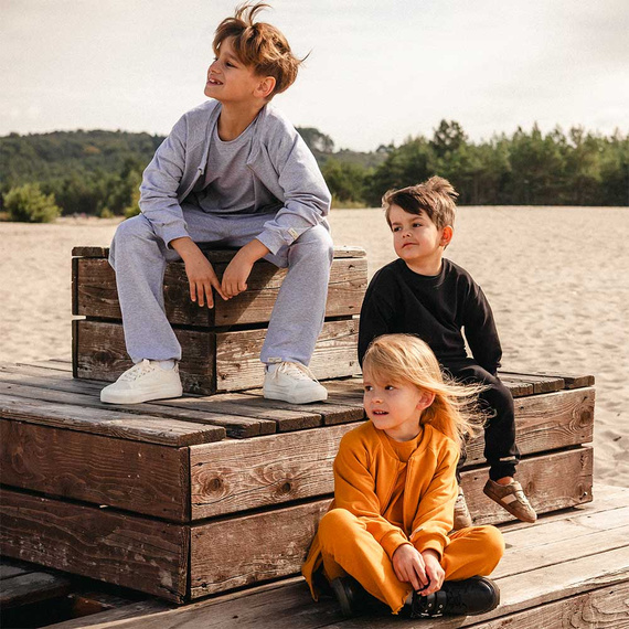 Simply Comfy Bluza dziecięca bomberka Eevi szara- bawełniana, lekka, bez kaptura