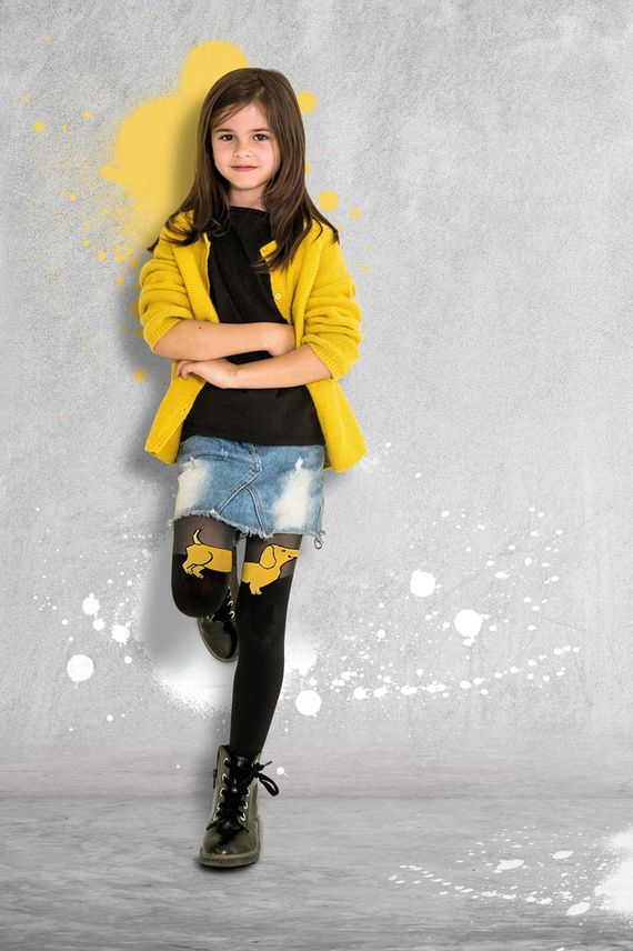 2326 Saba Rajstopy Dziewczęce Knittex nero-curry