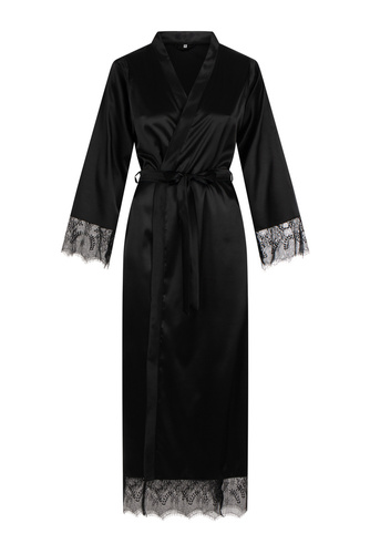 Blanka Szlafrok damski długi ByShelly - czarny