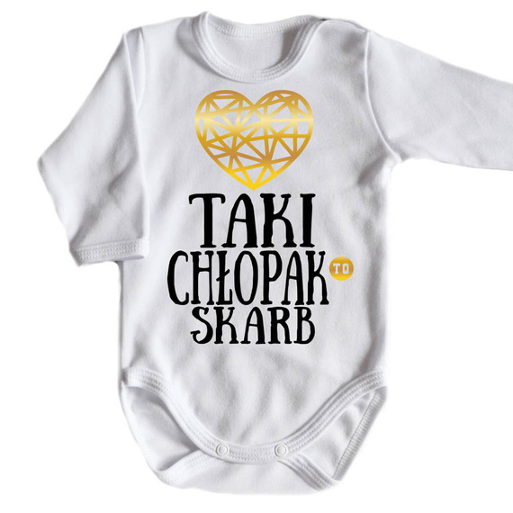 "TAKI CHŁOPAK TO SKARB" Body długi rękaw Moocha biały
