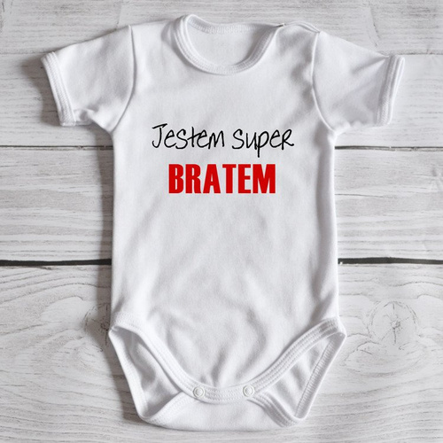 Body krótki rękaw "Jestem super bratem " Moocha czarne