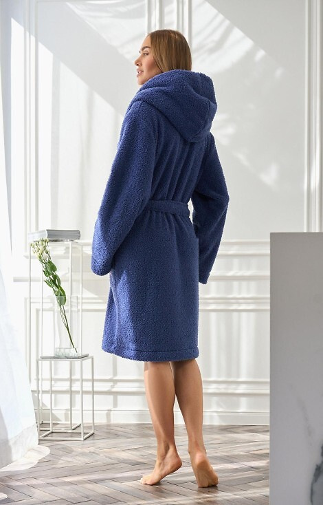 2555 Heaven Szlafrok damski L&L z kapturem navy  – komfort i styl